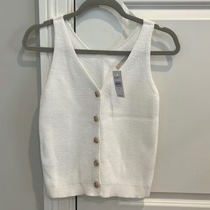 LOFT Button V-Neck Sweater Tank Top, size XS